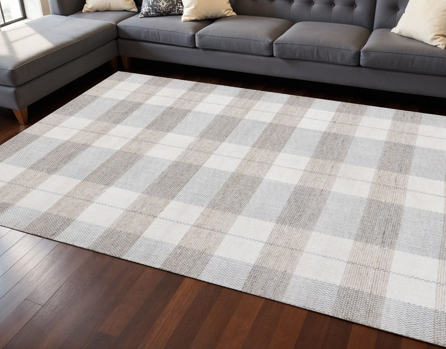 8' X 11' Geometric Hand Woven Area Rug (661334) - Cream / Gray