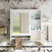 Giga wall-mounted bathroom medicine cabinet with large mirror door, adjustable shelves, and three open storage levels.