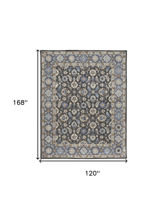 10' x 14' Wool Floral Hand Tufted Area Rug - Taupe And Ivory