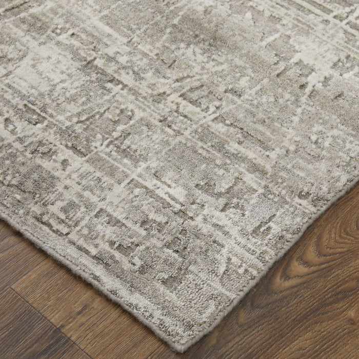 3' x 5' Abstract Hand Woven Worn Faded Area Rug - Gray And Silver