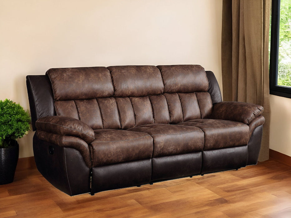 Microfiber Reclining Sofa With Black Legs - Espresso