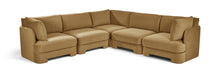 Meridian Furniture velvet performance fabric upholstered 5-piece corner sectional sofa with plush cushions and modern design.