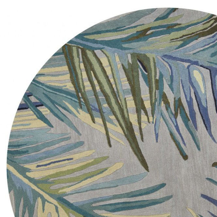 6' Round Wool Hand Tufted Area Rug - Blue And Gray