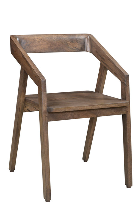 Solid Wood Open Back Dining Arm Chair - Dark Brown