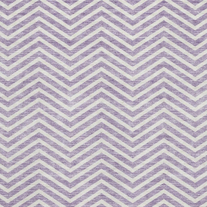 10' X 14' Chevron Washable Area Rug With UV Protection (674263) - Lilac / Ivory