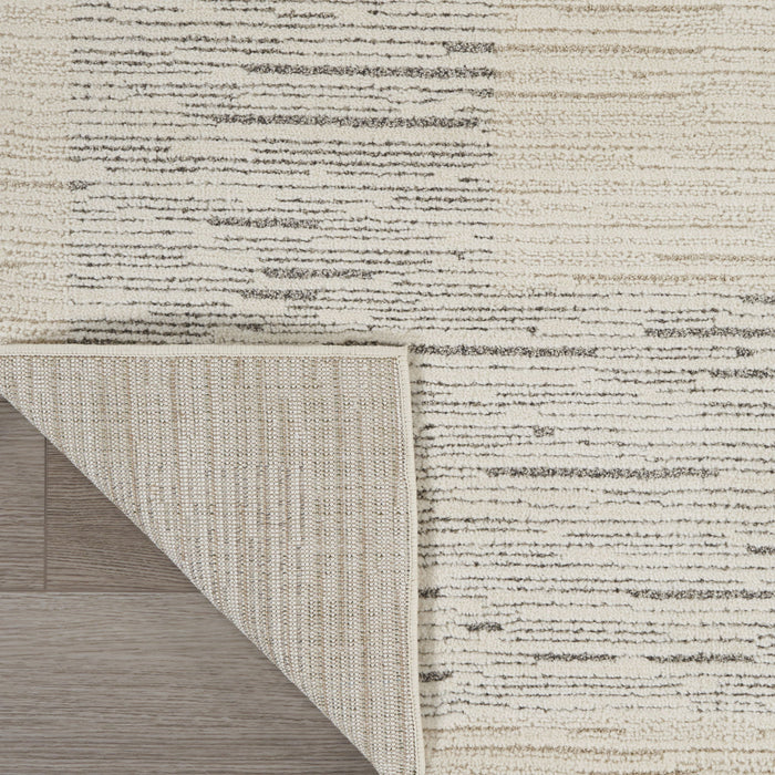 8' x 10' Abstract Power Loom Area Rug - Ivory And Gray