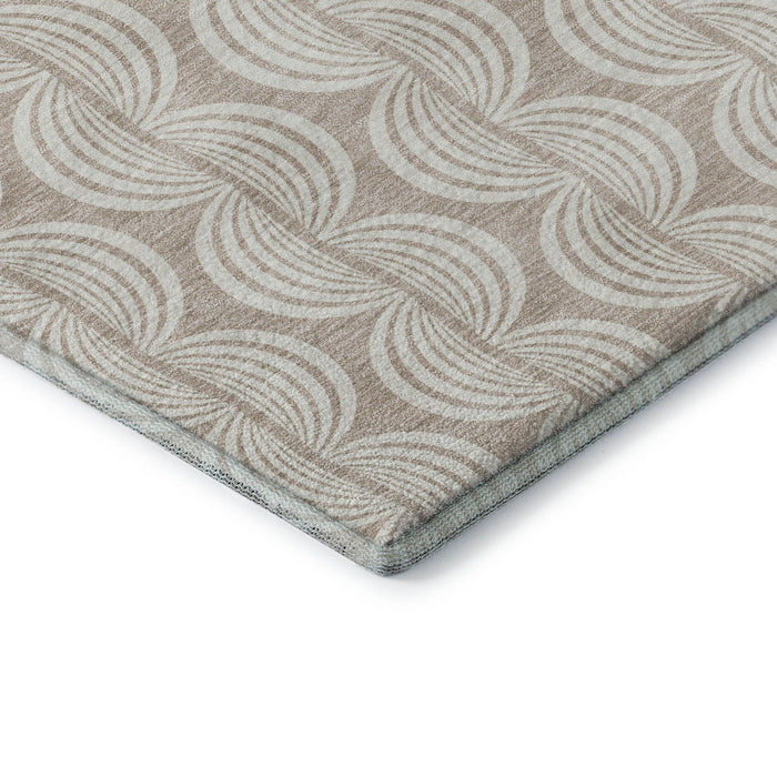 10' X 14' Ogee Washable Area Rug With UV Protection (682769) - Khaki / Ivory