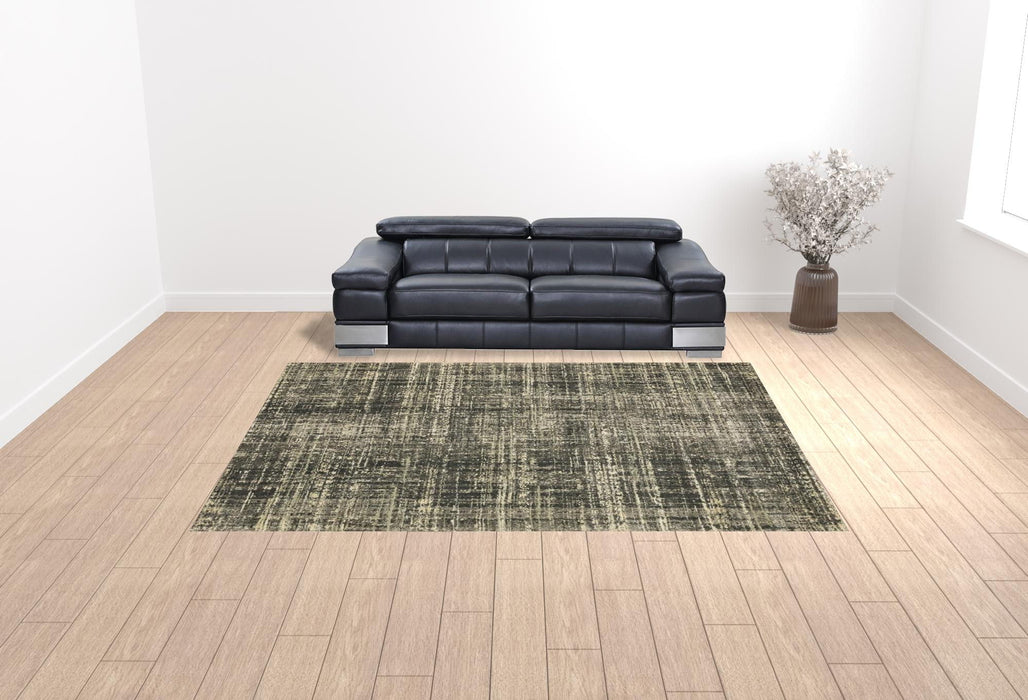 9.8' x 12.8' Abstract Power Loom Stain Resistant Area Rug - Charcoal Grey Beige And Tan