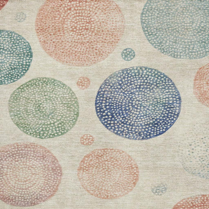 10' X 14' Geometric Washable Area Rug With UV Protection (707377) - Ivory / Blue / Peach