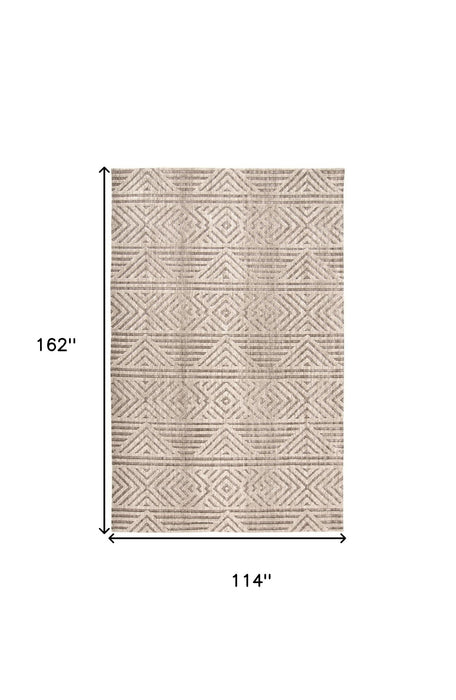 10' x 13' Geometric Stain Resistant Area Rug - Tan Ivory And Brown