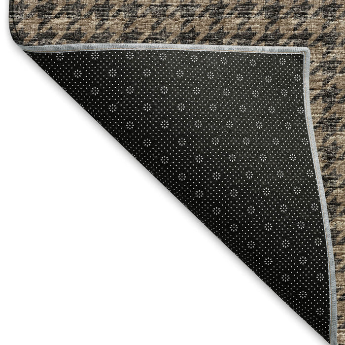 8' X 10' Houndstooth Washable Area Rug With UV Protection (645179) - Chocolate / Coffee