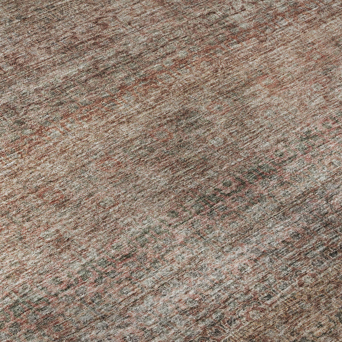 10' X 14' Striped Washable Area Rug With UV Protection (688147) - Coral / Gray / Silver