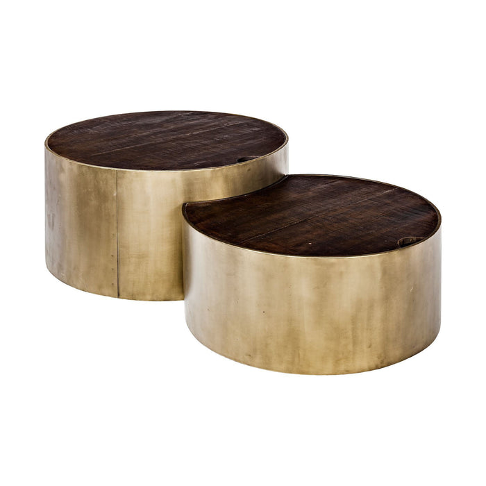 Round Wood Nesting Coffee Tables (Set of 2) - Gold