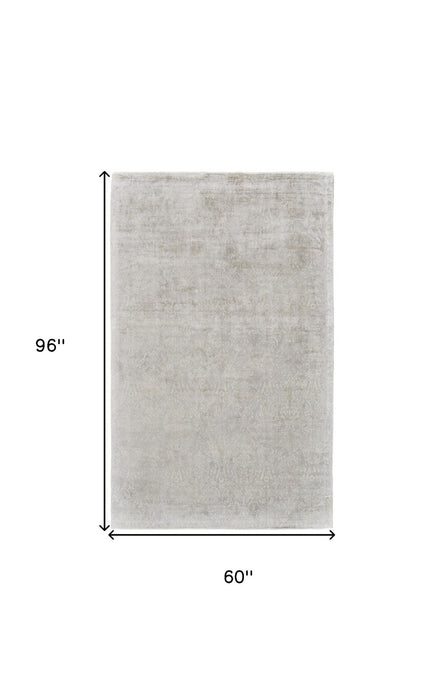 5' x 8' Abstract Hand Woven Area Rug - Ivory Gray And Tan