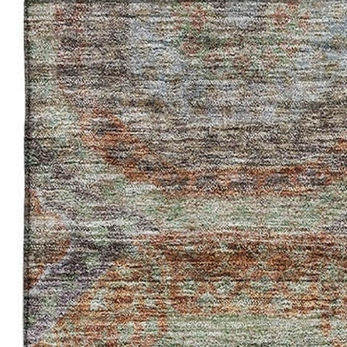10' X 14' Geometric Washable Area Rug With UV Protection (688570) - Rust / Charcoal / Beige