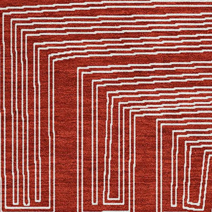 10' X 14' Geometric Washable Area Rug With UV Protection (682013) - Red / Ivory