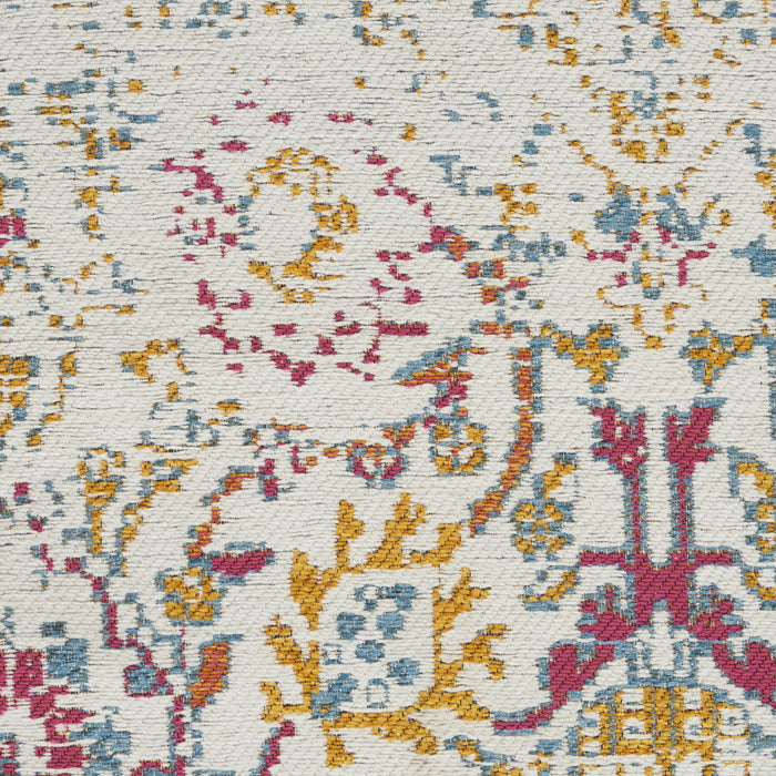 8' X 10' Damask Distressed Area Rug - Ivory