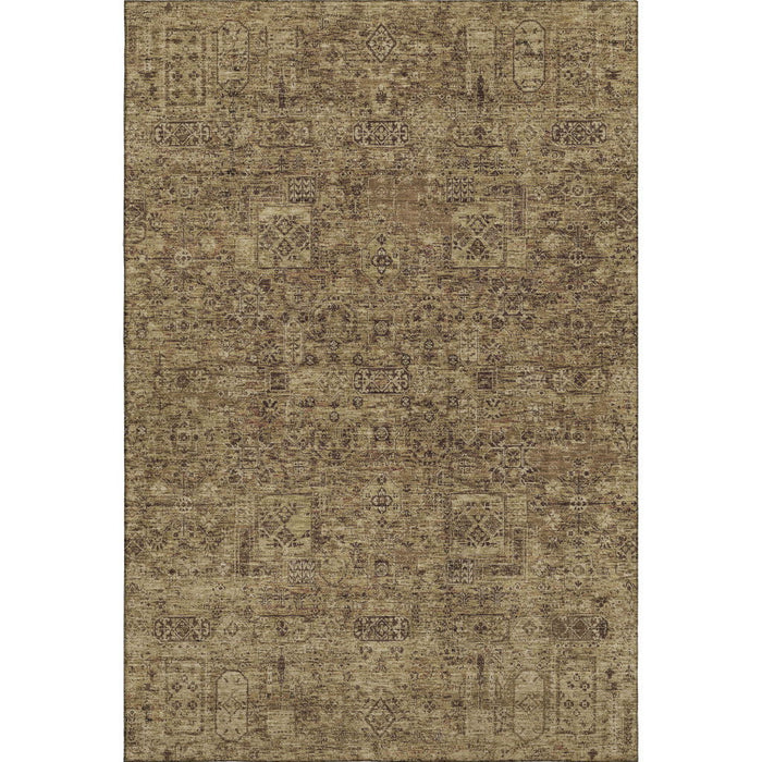 10' X 14' Floral Washable Area Rug With UV Protection (651196) - Coffee / Charcoal