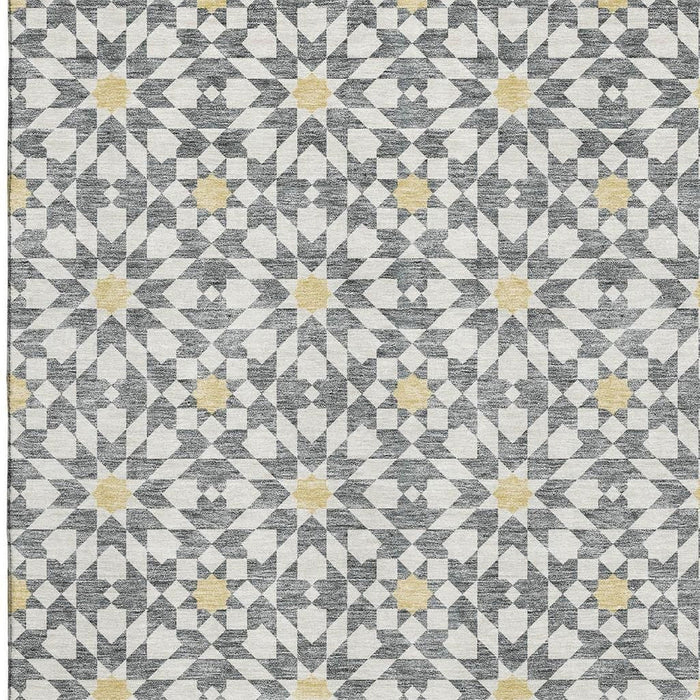 10' X 14' Geometric Washable Area Rug With UV Protection - Gray