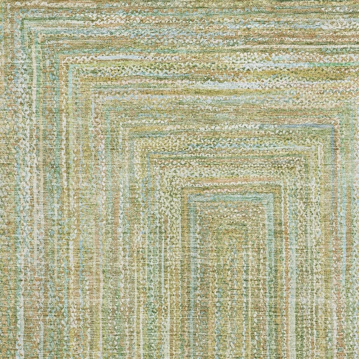 10' X 14' Geometric Washable Area Rug With UV Protection (699280) - Artichoke Green / Blue
