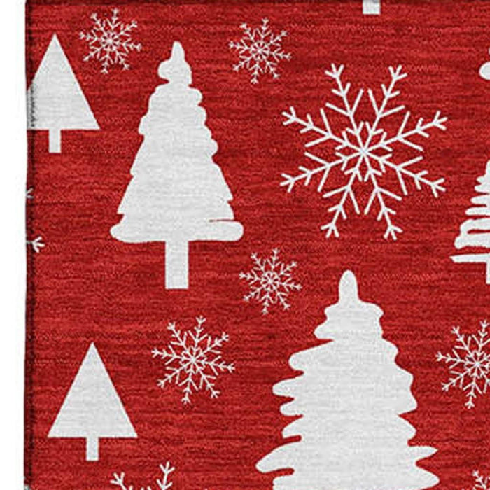 10' X 14' Abstract Geometric Washable Area Rug With UV Protection (701858) - Red / Ivory