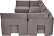 Meridian Furniture velvet U-shaped sectional sofa with armless design, six-piece stationary upholstery for modern living rooms.