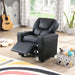 Giga Sally Deluxe Kids Recliner Chair in black with built-in cup holder, designed for children's comfort and relaxation.