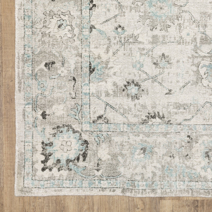 9' X 12' Oriental Hand Tufted Area Rug - Ivory And Teal