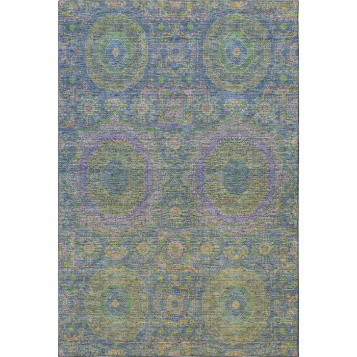 10' X 14' Medallion Washable Area Rug With UV Protection (708211) - Blue / Purple / Green