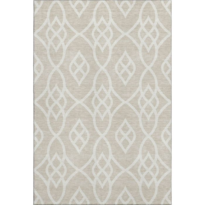10' X 14' Trellis Washable Area Rug With UV Protection (670243) - Beige / Ivory