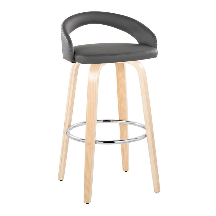 Grotto - Upholstered Fixed-Height Barstool (Set of 2) - Natural Wood