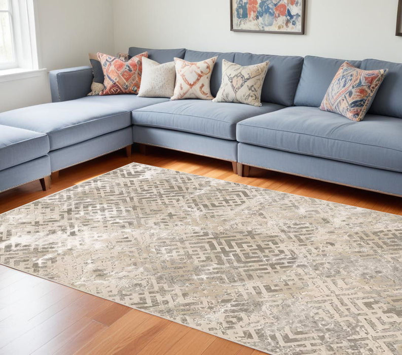 7' x 10' Polyester Area Rug - Sand Silver