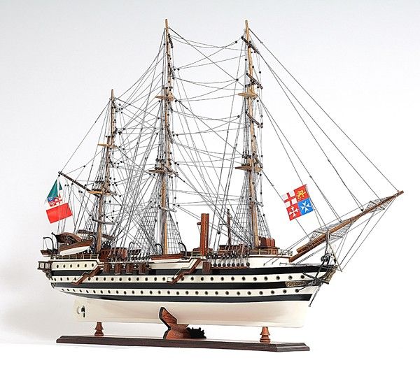 Hand Painted Amerigo Vespucci Model Boat - Black / White