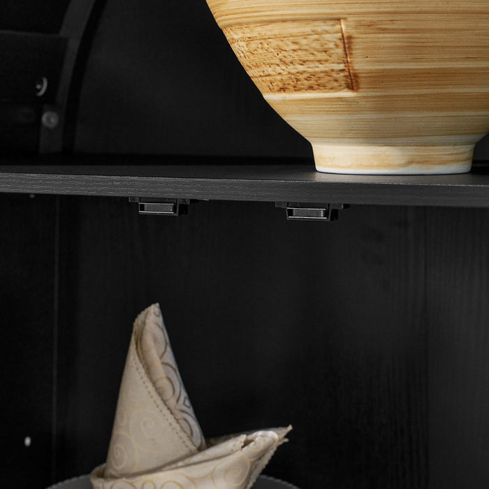 Wood Oval Accent Cabinet With Two Doors - Black