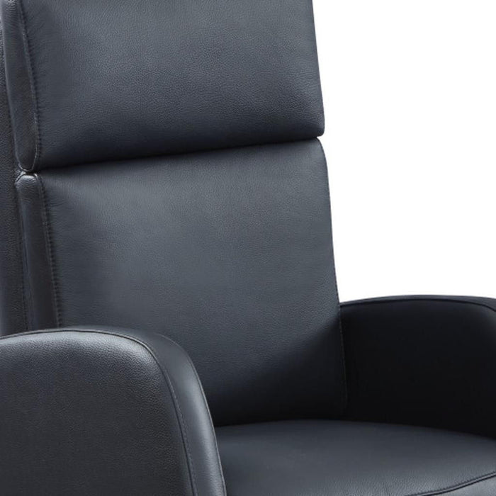 Tufted Genuine Leather Power Swivel Recliner (730555) - Black