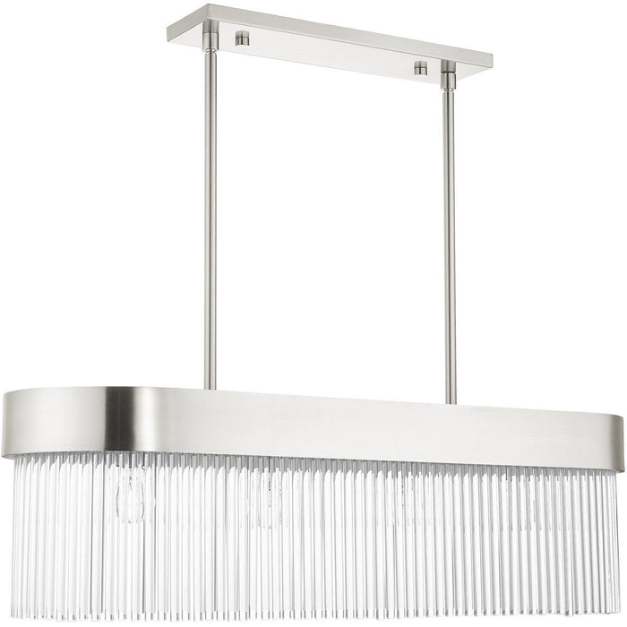 19'' Four-Light Dimmable Chandelier With Shades - Nickel