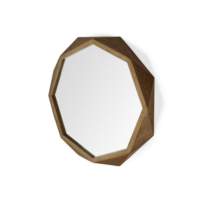 32" Octagon Wooden Frame Wall Mirror - Bronze
