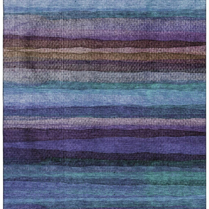 10' X 14' Striped Washable Area Rug With UV Protection (717584) - Blue / Purple
