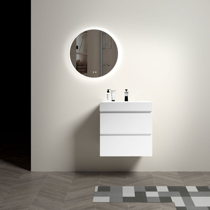 Giga Alice wall-mounted bathroom vanity with large storage, one-piece sink basin, modern design, without drain or faucet.