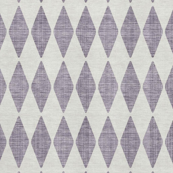 9' X 12' Diamond Washable Area Rug With UV Protection (650097) - Purple / Ivory