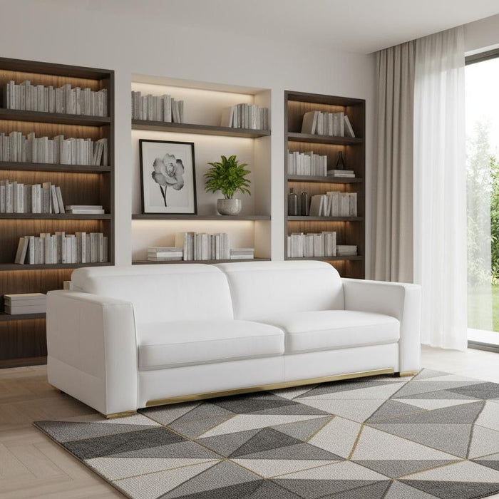 Top Grain Leather Reclining Sofa Storage - White