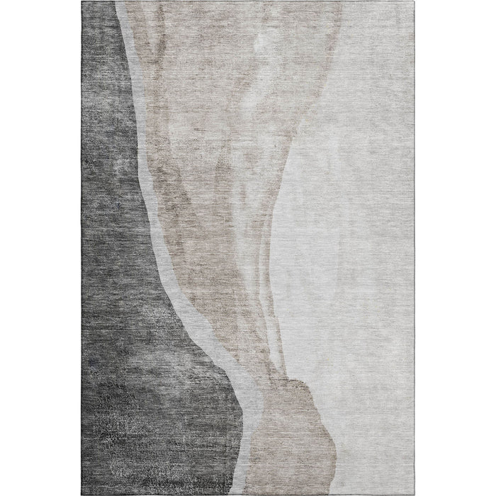 10' X 14' Abstract Washable Area Rug With UV Protection (655318) - Charcoal / Ivory