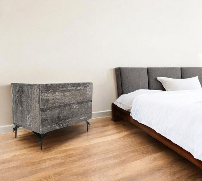 Two Drawer Nightstand - Distressed Gray