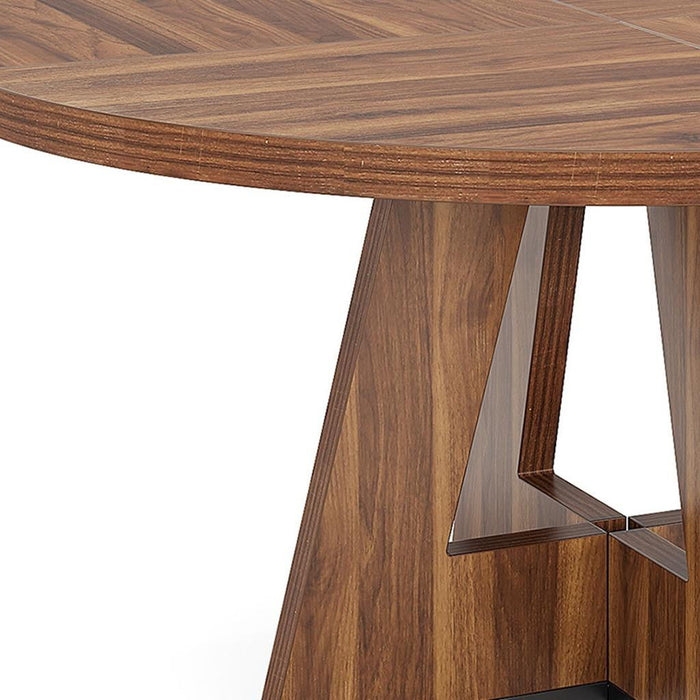 47" Solid Wood Pedestal Base Round Top Dining Table - Brown