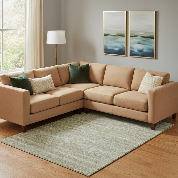 10' X 14' Striped Washable Area Rug With UV Protection (718025) - Linen / Beige