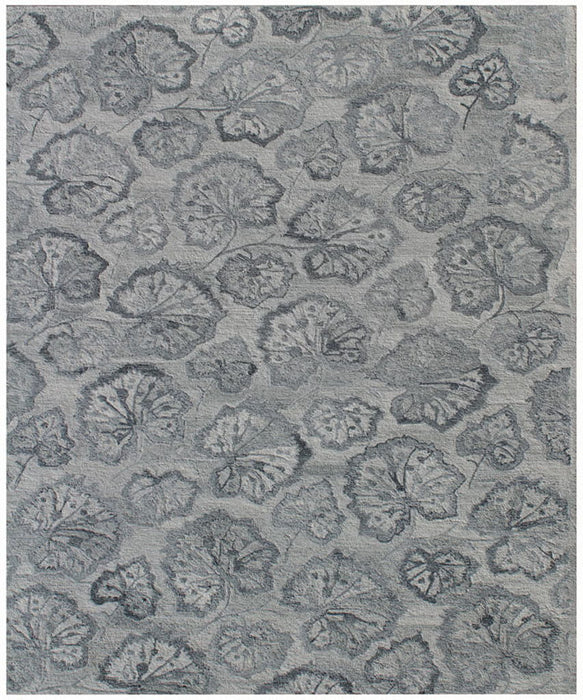 9' x 12' Floral Hand Tufted Non Skid Area Rug - Silver