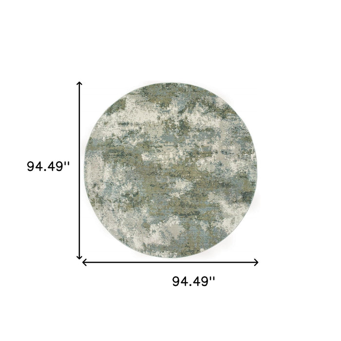 8' Round Power Loom Area Rug - Blue Green