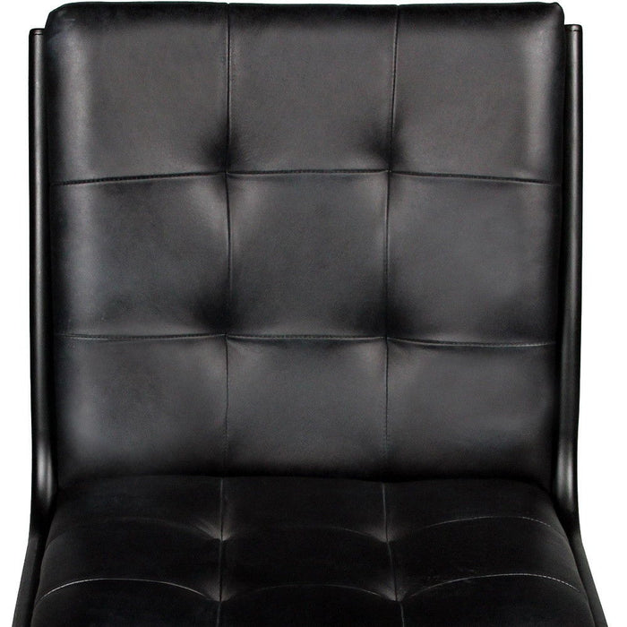 Tufted Upholstered Leather Dining Side Chair - Black