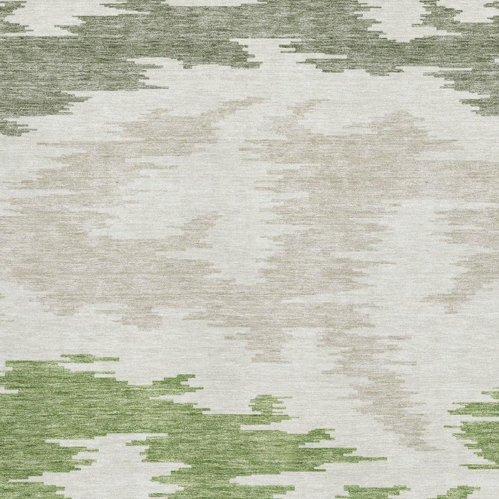 8' X 10' Abstract Washable Area Rug With UV Protection - Green And Beige