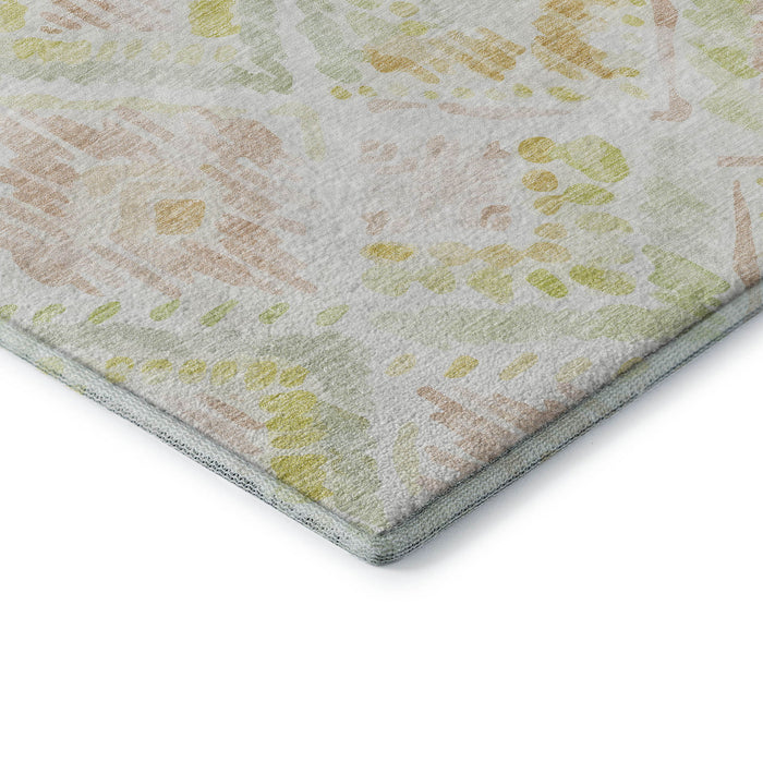 10' X 14' Geometric Washable Area Rug With UV Protection (684040) - Pink / Lime Green / Ivory